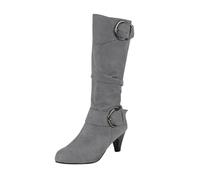Women's Autumn and Winter Fashion Fine Heel Solid Color Mid Calf Boots Temperament Comfortable Boots