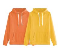 Women's Autumn And Winter Fashion Plus Size Sweatshirt Teen Girl Clothes (Yellow, XXL)