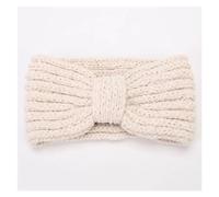 Women's Autumn And Winter Hairband Soft Thick High-elastic Warm Knitted Headband Bowknot Headgear Accessories(White)