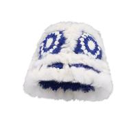 Women's Autumn and Winter New Knitted Plush Cute Wool Hat Full Hat (Blue, One Size)