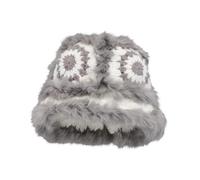 Women's Autumn and Winter New Knitted Plush Cute Wool Hat Full Hat (Grey, One Size)