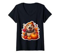 Womens Autumn Fall Anatolian Shepherd Dog Owner Lover Vintage Cute V-Neck T-Shirt