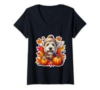Womens Autumn Fall Glen of Imaal Terrier TER Dog Owner Thanksgiving V-Neck T-Shirt