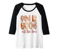 Womens Autumn Floral God is Good All The Time Fall Faith Christian Raglan Baseball Tee
