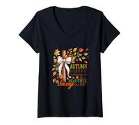Womens Autumn is God's Way of Showing Us Beautiful Change V-Neck T-Shirt