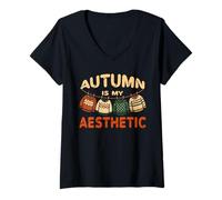 Womens Autumn is My Aesthetic, Funny Fall is My Favorite. V-Neck T-Shirt