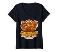 Womens Autumn Leaves and Foraging Please Fall Lover Vintage Forage V-Neck T-Shirt