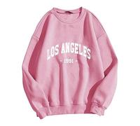 Women's Autumn Sweatshirt Without Hood Letters Print Long Sleeve Crew Neck Jumper Winter Women Letter Print Loose Casual Top Sports Streetwear Blouse Tops Clothing Women, 34, XXL