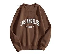 Women's Autumn Sweatshirt Without Hood Letters Print Long Sleeve Crew Neck Jumper Winter Women Letter Print Loose Casual Top Sports Streetwear Blouse Tops Clothing Women, 29, L
