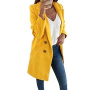 Womens Autumn Winter Coat, Casual Women Autumn Winter Solid Color Lapel Open Front Jacket Long Warm Coat - Yellow M
