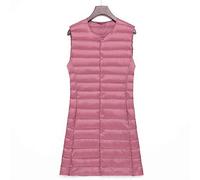 Women's Autumn Winter Ultra Light Down Vest Long Gilet Coat Bodywarmer Packable Lightweight Sleeveless Button Jacket Outdoor Puffer Vest,Pink,M