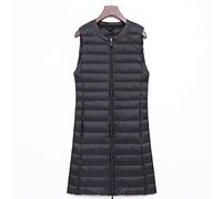 Women's Autumn Winter Ultra Light Down Vest Long Gilet Coat Bodywarmer Packable Lightweight Sleeveless Button Jacket Outdoor Puffer Vest,Black,M