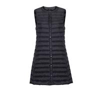 Women's Autumn Winter Ultra Light Down Vest Long Gilet Coat Bodywarmer Packable Lightweight Sleeveless Button Jacket Outdoor Puffer Vest,Black,M
