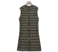 Women's Autumn Winter Ultra Light Down Vest Long Gilet Coat Bodywarmer Packable Lightweight Sleeveless Button Jacket Outdoor Puffer Vest,Green,M