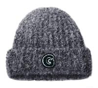 Women's autumn winter wool blend knitted hat with gradient design, thick warm material, 3D letter logo decoration, and soft folded edges for extra comfort (gray)
