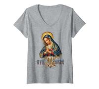 Women's Ave Maria Schubert Latin Mass Blessed Mother Mary Catholic V-Neck T-Shirt