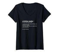 Women's Aviation Major Dictionary Definition Aerospace Student V-Neck T-Shirt