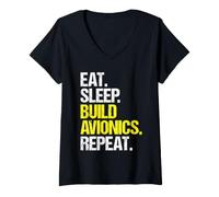 Women's Avionics Engineer Eat Sleep Routine V-Neck T-Shirt