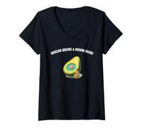 Womens Avocado Dreams & Buddha Beams Zen Peaceful Vibe Meditation V-Neck T-Shirt