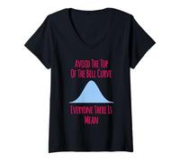 Womens Avoid the Top of the Bell Curve Funny Data Analyst Quote V-Neck T-Shirt