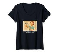 Womens Avoiding Emotional Labor - 1950s Sarcastic V-Neck T-Shirt