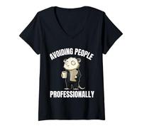 Women's Avoiding People Professionally Funny Possum Introvert V-Neck T-Shirt