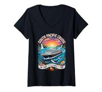 Womens Aw Ship It´s A Family Adventures Trip South Pacific Cruise V-Neck T-Shirt