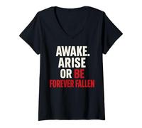 Womens Awake Arise Or Be Forever Fallen - Paradise Lost Quote V-Neck T-Shirt