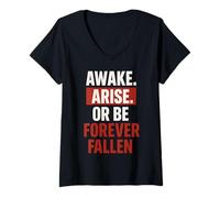 Womens Awake Arise Or Be Forever Fallen - Paradise Lost Quote V-Neck T-Shirt