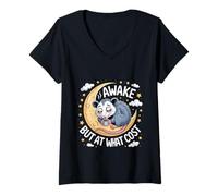 Womens Awake But at What Cost Sarcastic Sleepy Existence - V-Neck T-Shirt