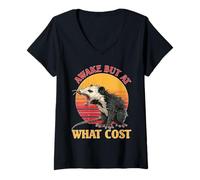 Womens Awake But at What Cost Sarcastic Sleepy Existence V-Neck T-Shirt