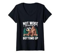 Womens Awake but not Woke Anti-Woke Free Speech SAY NO to WOKENESS V-Neck T-Shirt