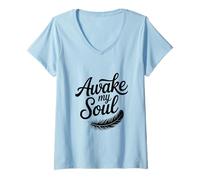 Womens Awake My Soul Inspirational Quote V-Neck T-Shirt
