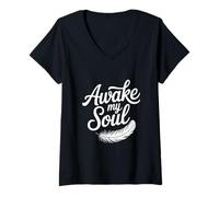 Womens Awake My Soul Inspirational Quote V-Neck T-Shirt