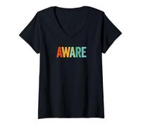 Women's Awareness Autism Support Accept Understanding ADHD Spectrum V-Neck T-Shirt
