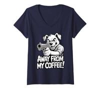 Women's Away from My Coffee Funny Dog - Angry Coffeelover V-Neck T-Shirt