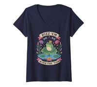 Women's Awe RIZZ EM with My TISM Frog Prince Autism Mom Celebrate V-Neck T-Shirt