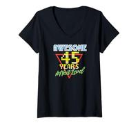 Womens Awesome 45 Years 45 Years Retro Gaming NextLevel Design V-Neck T-Shirt