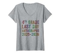 Women's Awesome 4th Grade Last Day 2026 Sign My Autograph Keepsake V-Neck T-Shirt