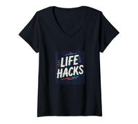Womens Awesome Life Hacks Costume for Boys and Girls V-Neck T-Shirt