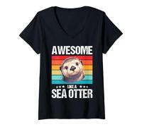 Womens Awesome Like a Sea Otter. Sea Otters Sea Otter V-Neck T-Shirt