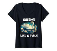 Womens Awesome Like a Swan. Swans Swan V-Neck T-Shirt