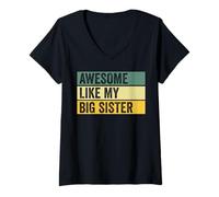 Women's Awesome Like My Big Sister Distressed Graphic V-Neck T-Shirt