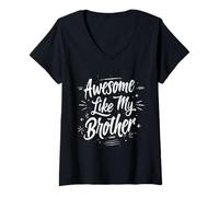 Womens Awesome Like My Brother Funny Sibling V-Neck T-Shirt