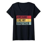 Women's Awesome Like My Brother Funny Vintage Distressed V-Neck T-Shirt