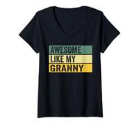 Women's Awesome Like My Granny Distressed Graphic V-Neck T-Shirt