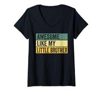 Women's Awesome Like My Little Brother Distressed Graphic V-Neck T-Shirt