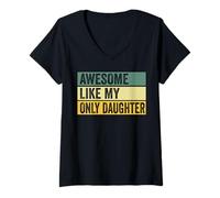 Women's Awesome Like My Only Daughter Distressed Graphic V-Neck T-Shirt