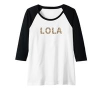 Womens Awesome Lola First Name Leopard Cheetah Print Raglan Baseball Tee