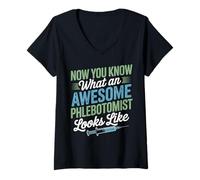 Women's Awesome Phlebotomist Med Tech Coworker Blood Draw Tech V-Neck T-Shirt